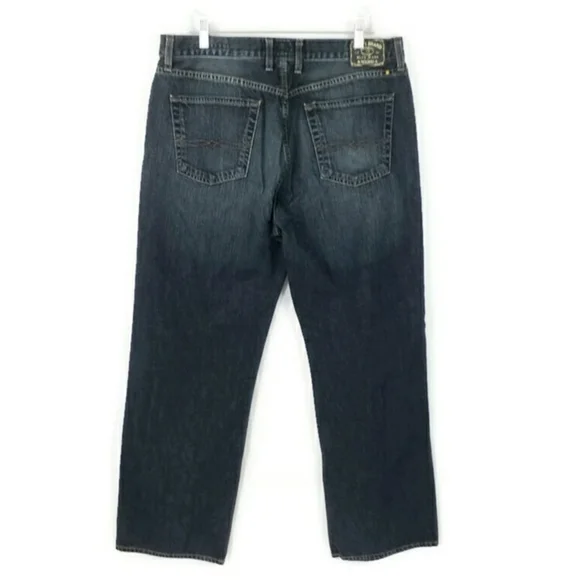 Lucky Brand 181 Dark LoveTrain Wash Relaxed Straight Leg Denim Jeans Men 36x32.5